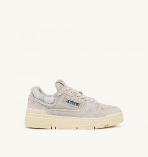 Autry Clc Low Sneakers Cream Leather Mesh White | 6345-WHZIG