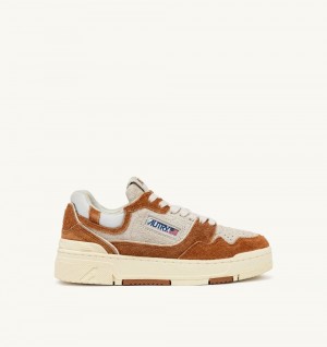 Autry Clc Low Sneakers Cream Terracotta Leather Mesh Marrone | 6209-WGENC