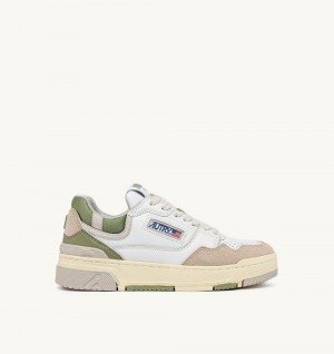 Autry Clc Low Sneakers Leather Green / White | 6801-WXTGF