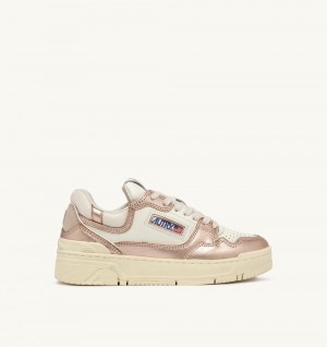 Autry Clc Low-top Sneakers Leather White / Pink Gold | 6895-QOPDR