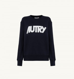 Autry Crew Neck Sweatshirt Cotton Blue | 4895-CJYFZ