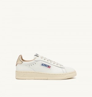 Autry Dallas Low Sneakers Leather White / Gold | 4028-HFJLN