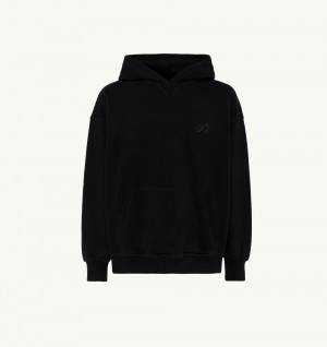 Autry Hooded Sweatshirt Cotton Black | 1523-SEZYO