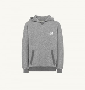 Autry Hooded Sweatshirt Melange Cotton Grey | 5018-TLQNS