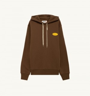 Autry Hoodie Jersey Printed Logo Marrone | 9468-VXOGH