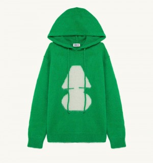 Autry Hoodie Wool Knit Green | 6513-WCXLV