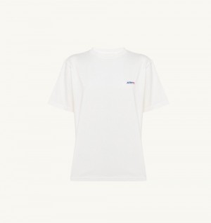 Autry Label T-shirt Cotton Jersey White | 0135-UQYAR