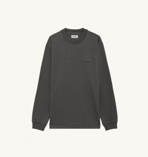 Autry Long-sleeve T-shirt Heavy Cotton Grey | 4267-KQWRU