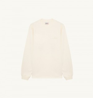 Autry Long-sleeve T-shirt Heavy Cotton White | 2415-YTEKZ