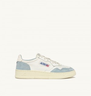 Autry Medalist Low Sneakers Goatskin Suede White / Blue | 9150-EPKBU