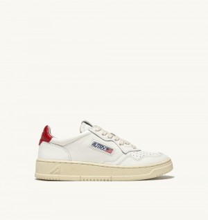 Autry Medalist Low Sneakers Leather White / Red | 4158-WCUPQ