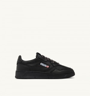 Autry Medalist Low Sneakers Matte Meteorite Leather Black | 4307-DXVOB