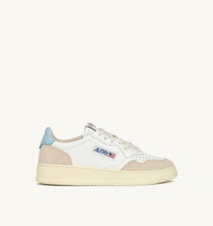 Autry Medalist Low Sneakers Suede Leather White / Blue | 7904-IYLQF