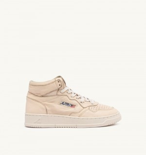 Autry Medalist Mid Sneakers Napa Leather Beige | 1098-CXNZP