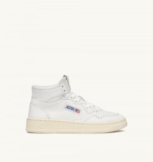 Autry Medalist Mid Sneakers Super-soft Nappa White | 2859-MJLSB