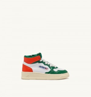 Autry Medalist Mid-top Sneakers Leather Green / White | 6870-KDHWY