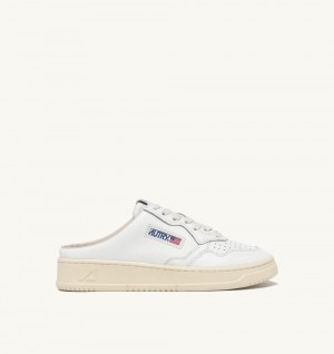 Autry Medalist Sabot Sneakers Leather White | 8642-GUVHD