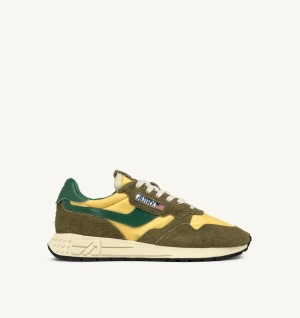 Autry Reelwind Low Sneakers Amazon Military Nylon Suede Green | 8109-VPBEW