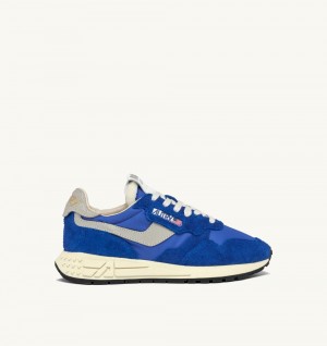 Autry Reelwind Low Sneakers Nylon Suede Blue | 8063-TDYUR