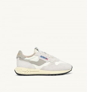 Autry Reelwind Low Sneakers Nylon Suede White | 6305-ZHKOT