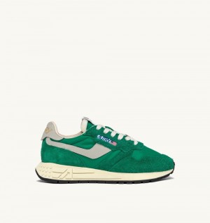 Autry Reelwind Low Sneakers Nylon Suede Green | 4137-CMGUZ