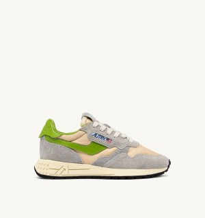 Autry Reelwind Low Sneakers Nylon Suede Beige | 2976-NMEGX