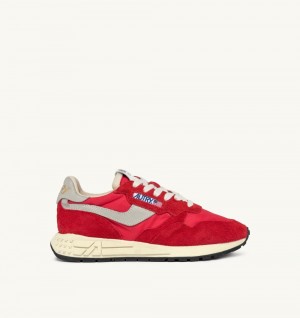 Autry Reelwind Low Sneakers Nylon Suede Red | 2305-FMDTE