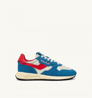 Autry Reelwind Low Sneakers Nylon Suede Blue | 9130-DFGXA