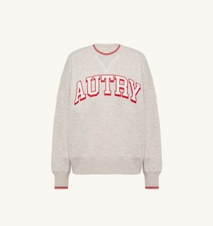 Autry Relaxed Fit Crew Neck Sweatshirt Cotton Grey | 6953-LVRCU