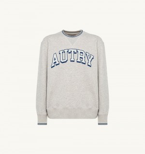 Autry Relaxed Fit Crew Neck Sweatshirt Cotton Grey | 9317-NMPXL