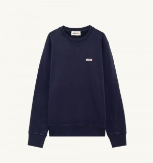 Autry Sweatshirt Jersey Label Blue | 0295-XDFPZ