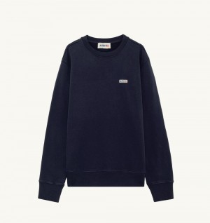 Autry Sweatshirt Jersey Label Blue | 9725-SAQBT