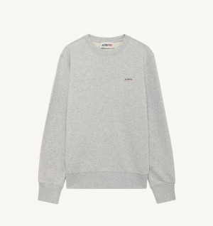 Autry Sweatshirt Jersey Label Grey | 5068-UCLWF