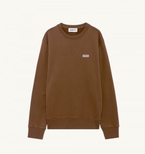 Autry Sweatshirt Jersey Label Marrone | 1539-PNYDM