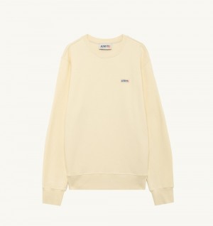 Autry Sweatshirt Jersey Label White | 5730-KLJBA