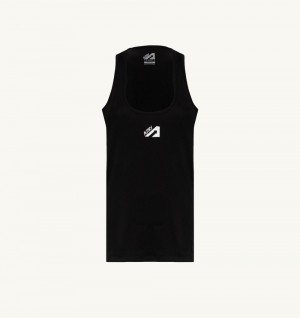 Autry Tennis Tank Top Side Stripes Contrast Black | 6127-QLZUD