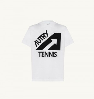 Autry Tennis T-shirt Cotton Jersey White | 1438-BLHFS