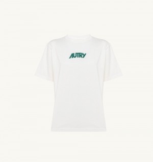 Autry T-shirt Cotton Jersey White | 4617-BWKTQ