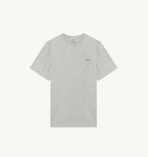 Autry T-shirt Cotton Label Grey | 2307-HOVRY