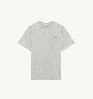 Autry T-shirt Cotton Label Grey | 8672-DAWHQ