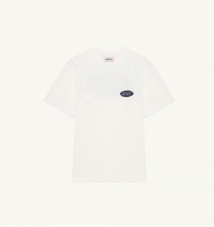 Autry T-shirt Cotton Printed Logo White | 9124-RNSWP