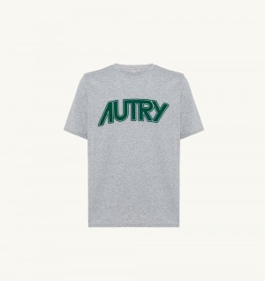 Autry T-shirt Melange Cotton Jersey Grey | 9376-RJOTP