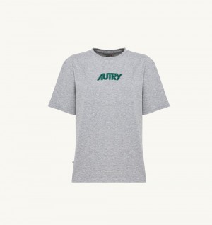 Autry T-shirt Melange Cotton Jersey Grey | 8659-KHSUM