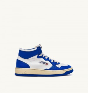 Autry Two-tone Medalist Mid Sneakers Leather White / Blue | 4936-ZISCQ