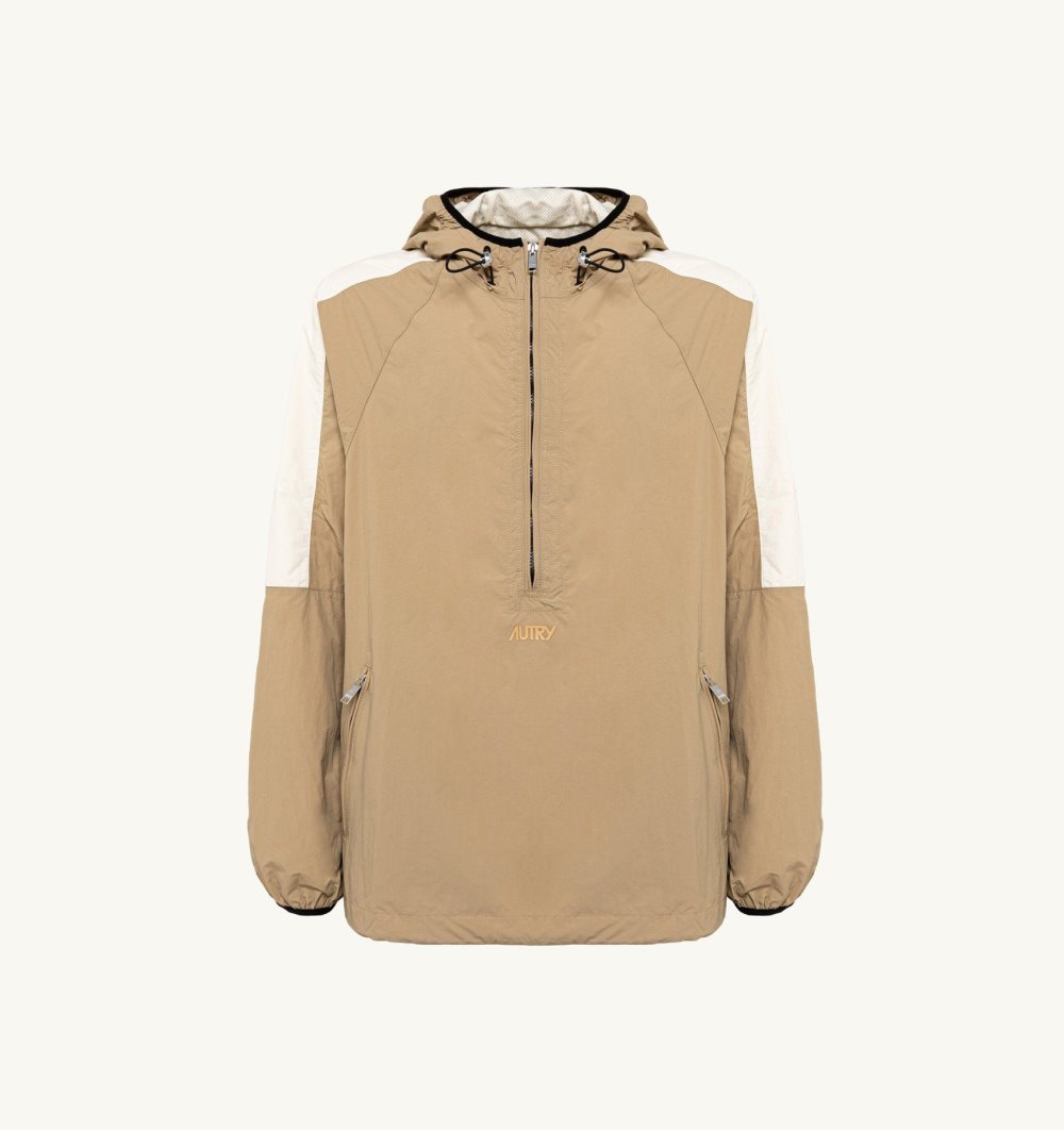 Autry Anorak Jacket Nylon Beige | 4863-WXQVG