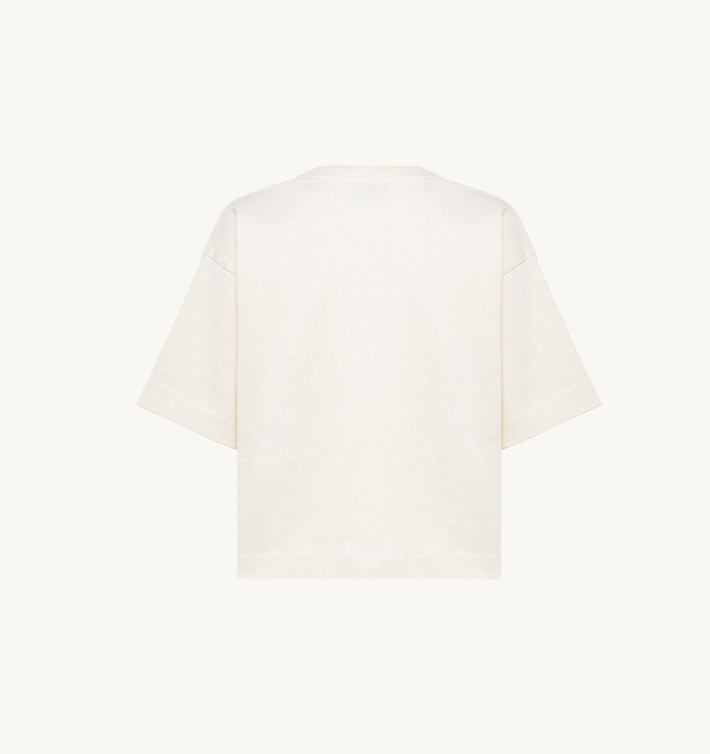 Autry Boxy Fit T-shirt Cropped Cotton Jersey White | 8643-CBNZV