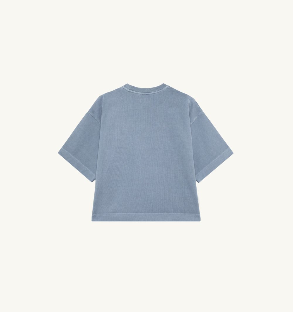 Autry Boxy T-shirt Indigo Heavy Cotton Blue | 2168-HXPFN