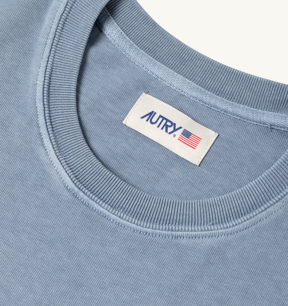 Autry Boxy T-shirt Indigo Heavy Cotton Blue | 2168-HXPFN