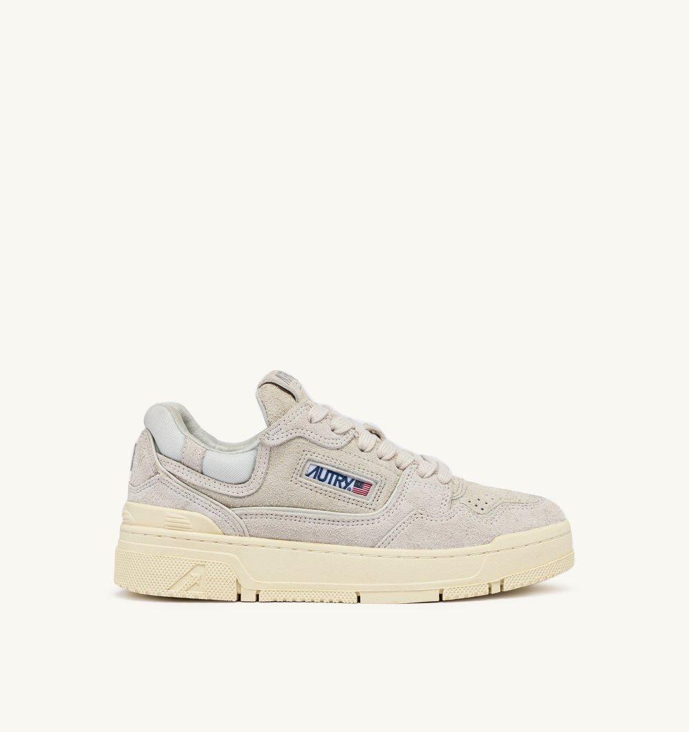 Autry Clc Low Sneakers Cream Leather Mesh White | 6345-WHZIG