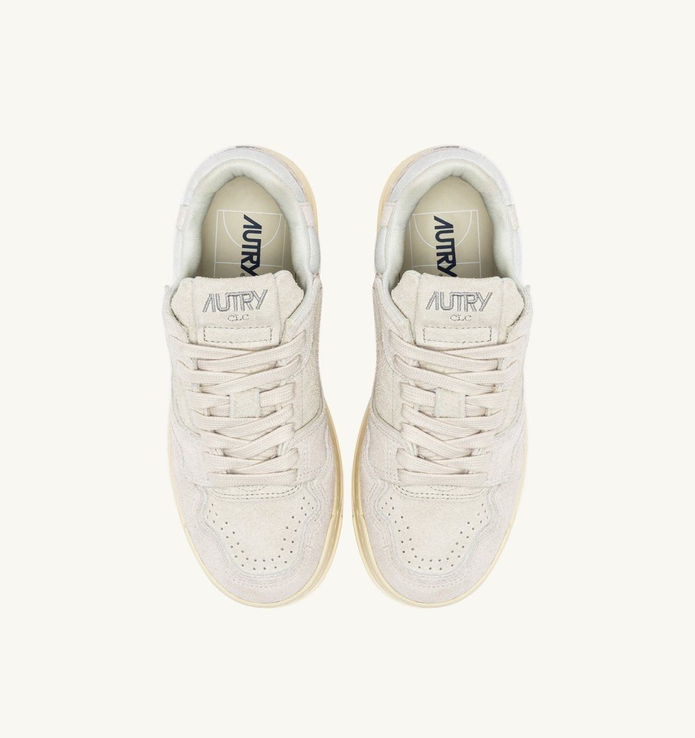 Autry Clc Low Sneakers Cream Leather Mesh White | 4906-ZTUQE